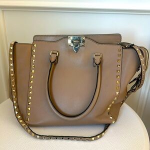 Valentino Garavai Beige Rockstud Tote